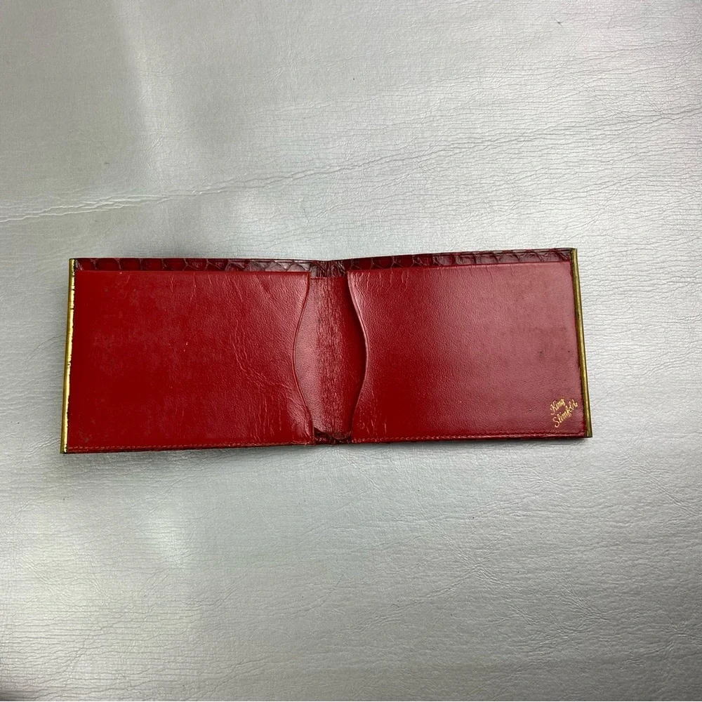 Vintage King Slimfold red reptile skin leather fold over wallet